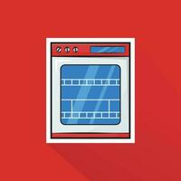 Illustration Vector of Red Dishwasher in Flat Design