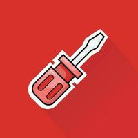 Illustration Vector of Red Screwdriver in Flat Design