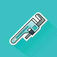 Illustration Vector of Light Green Pipe Wrench in Flat Design