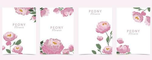 Flower peony background set.Editable vector illustration for birthday invitation,postcard and sticker