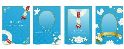 mother's day invitation with jasmine and ribbon vector