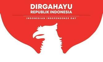 Happy Indonesian Independence Day, Dirgahayu Republik Indonesia, meaning Long live Indonesia, Vector illustration with Garuda silhouette.