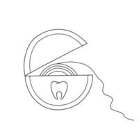 Dental Floss outline sketch. Vector doodle illustration isolated on white background.