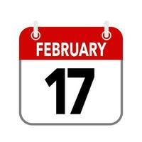 17 February, calendar date icon on white background. vector