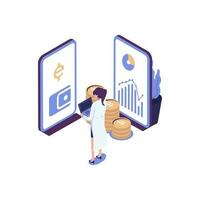 Digital currency flat style isometric illustration design vector