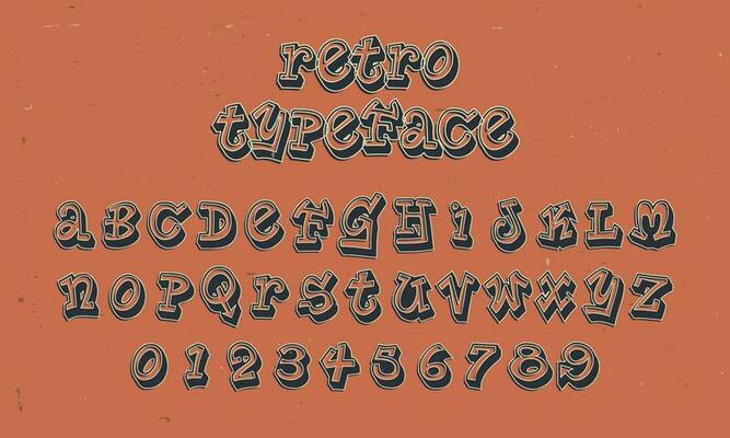 vintage retro vector alphabet font typography typeface design