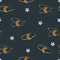 seamless pattern set with moon and stars cute space background vector