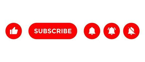 Like, subscribe, and notification bell icon vector. Streaming vide channel subscription elements vector