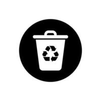 Recycle bin, garbage icon vector. Trash can symbol in circle background vector