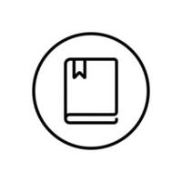 Closed book line icon vector in circle line. Education library symbol