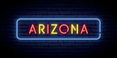 neon sign arizona sign on brick wall background vector illustration