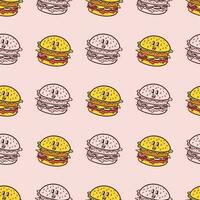 kawaii cute burger seamless pattern vector