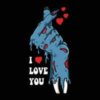 Hand zombie love vector illustration