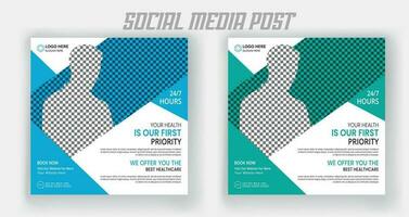 Hospital Healthcare Doctor Social Media Post Template vector