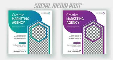 Digital marketing live webinar and corporate social media post template vector