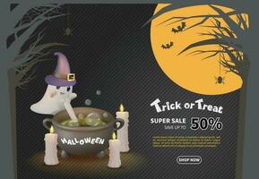 Halloween black sale page with spider webs, ghosts, candles, eyeballs and more in the background vector