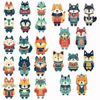 linda colección de dibujos animados de animales vector