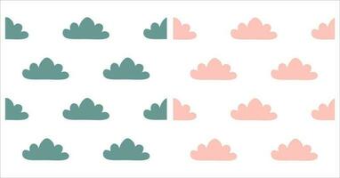 Cloud vector seamless pattern set. Colorclouds on white background. Cute template for wallpaper, kid room and Baby shower decor. Sky Collection for wrapping paper, package, child holiday, Postcard.