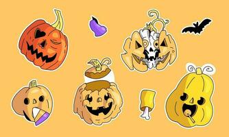 halloween elements pumpikns stickers vector