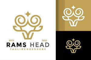 Luxury ram head logo design vector symbol icon illustration