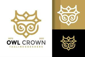 búho corona logo diseño vector símbolo icono ilustración