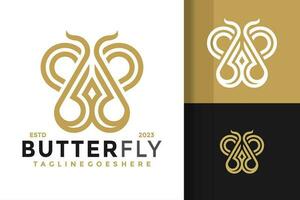 Butterfly line art logo design vector symbol icon illustration