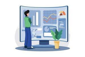 Data Monitoring Illustration concept on white background vector