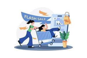 Flash Sale Illustration concept. A flat illustration isolated on white background vector
