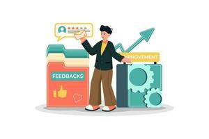 Service provider using customer feedback to improve service delivery and quality. vector