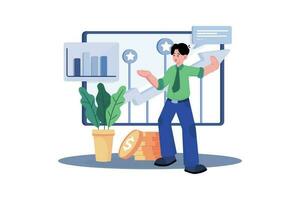 Businessman Analyzing Dashboard Illustration concept on white background vector