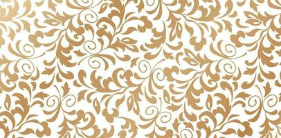 Vector illustration Florals ornament golden color Seamlessly pattern in the style of Baroque for Fashionable modern wallpaper or textile, book cover, Digital interfaces, print design template material