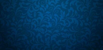 Vector illustration dark blue background with floral ornament Seamless damask wallpaper for Presentations marketing, decks, ads, books covers, Digital interfaces, print design templates materials