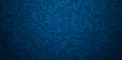 Vector illustration dark blue background with floral ornament Seamless damask wallpaper for Presentations marketing, decks, ads, books covers, Digital interfaces, print design templates materials