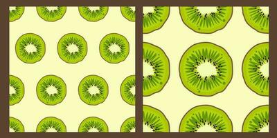 Set of kiwi fruit pattern. Modern Fresh bright design of exotic fruits on white background. Ripe juicy green fruits. Vector illustration for wallpapers,textile, web, notebooks, case, wrapping paper