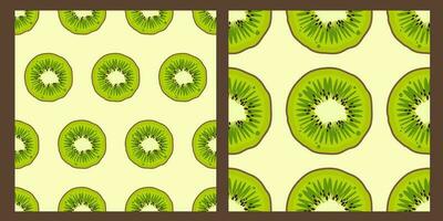 Set of kiwi fruit pattern. Modern Fresh bright design of exotic fruits on white background. Ripe juicy green fruits. Vector illustration for wallpapers,textile, web, notebooks, case, wrapping paper