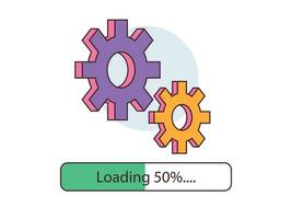Loading bar icon with gears progress illustration vector