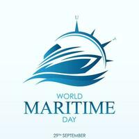 Holidays around the world of World Maritime Day template background with ship and compass vector