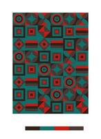 a red, orange and black geometric pattern vector