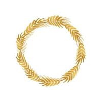 Wheat wreaths and grain spikes frame garland. Isolated on white background. vector