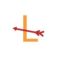 an arrow pointing to the letter l vector