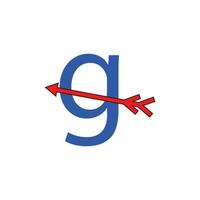 a red arrow pointing to the letter g vector