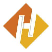 el h logo es mostrado en naranja y amarillo vector