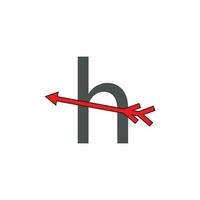 a red arrow pointing to the letter h vector