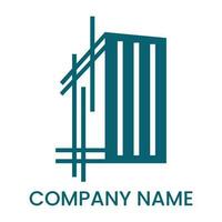 a logo for a company that is made up of a building and a line vector