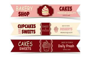 vector etiqueta y cupón para panadería productos, pasteles