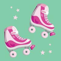 Rollers for children, cartoon style, pink on a green background. Isolated on green background vector