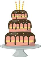 Festive cake with candles. Design element for party invitation, congratulations. Vector illustration