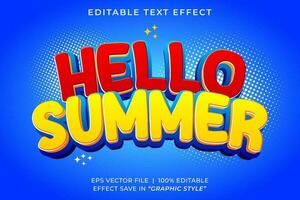 Summer 3d editable text effect template vector