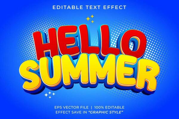 Summer 3d editable text effect template