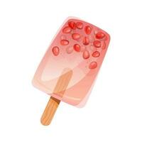 Homemade ice cream with pomegranate isolated. vector